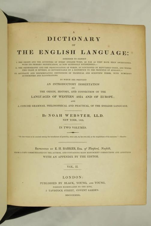 Noah Webster / The Dictionary of the English Language 1st Edition 1831 - 13