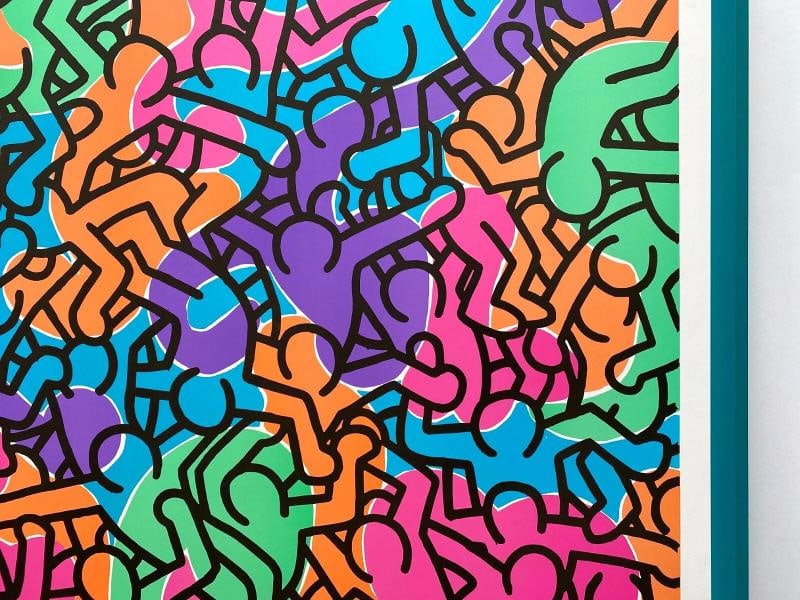 KEITH HARING RARE 1985 SILKSCREEN PRINT " PASTEL PEOPLE " FRAMED POP ART POSTER - 10