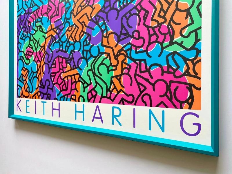 KEITH HARING RARE 1985 SILKSCREEN PRINT " PASTEL PEOPLE " FRAMED POP ART POSTER - 12