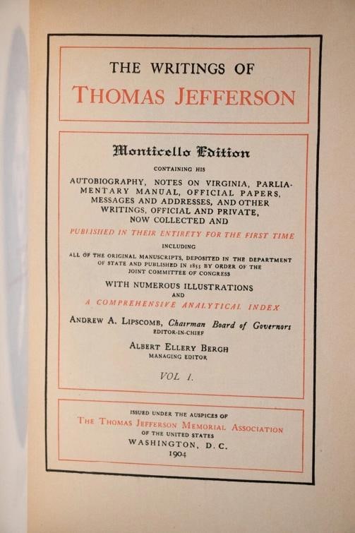 1904 The Writings of Thomas Jefferson Monticello Edition Fine Leather Illustrate - 10