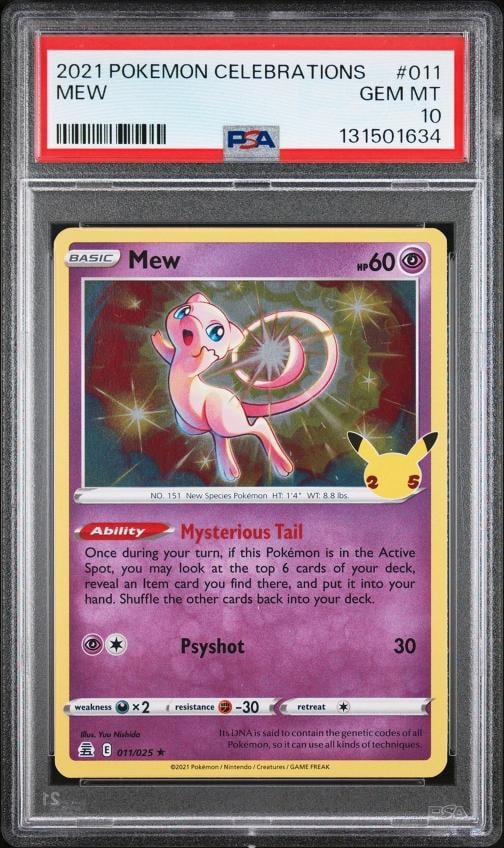 2021 POKEMON CELEBRATIONS #011 MEW PSA 10: Condition: Graded - PSA 10: Professionally graded,Graded: Yes,Set: 2021 POKEMON CELEBRATIONS,Game: PokÃƒÂ©mon TCG,Character: MEW,Card Name: MEW,Grade: 10,Professional Grader: Profe