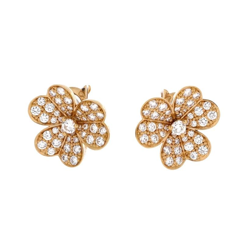 Van Cleef & Arpels Frivole Stud Earrings 18K Yellow Gold and Pave Diamonds Small: Condition: Pre-owned - Good,Brand: Van Cleef & Arpels,Main Stone: Diamond,Metal: 18K Yellow Gold,Metal Purity: 18k,Style: Stud,Type: Earrings,Color: Yellow Gold,Material: 18K Yellow Gold, Diamond