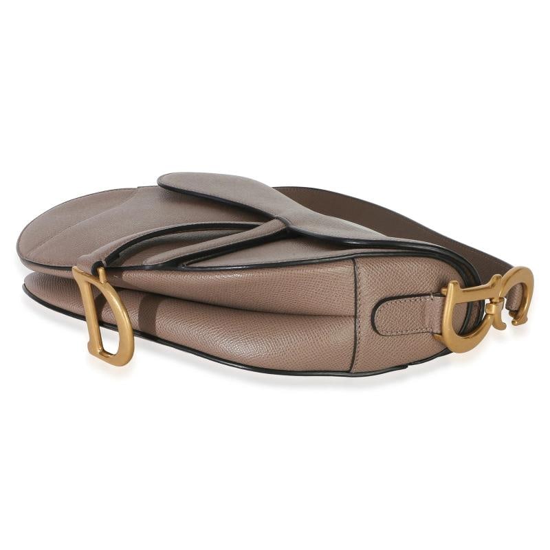 Christian Dior Taupe Grained Calfskin Medium Saddle Bag - 6