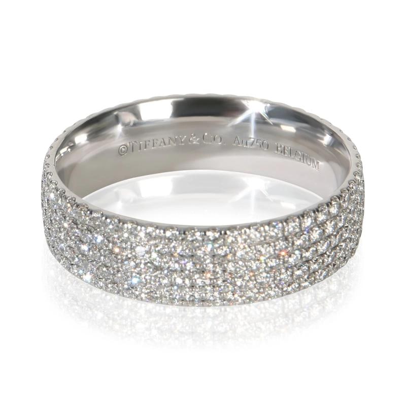 Tiffany & Co. White Gold Diamond Metro 5 Row Band: Condition: Pre-owned - Good,Shape: Round Brilliant,Side Stone Type: Diamond,Side Stone Weight (cts): 0.87,Metal Purity: 18k,With Original Box/Packaging: No,With Papers: No,Gross Weight (grams):
