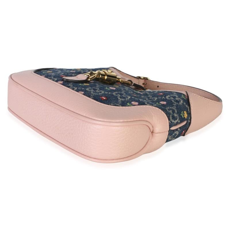 Gucci Light Pink Denim GG Monogram Calfskin Love Parade Mini Jackie 1961 Hobo - 6