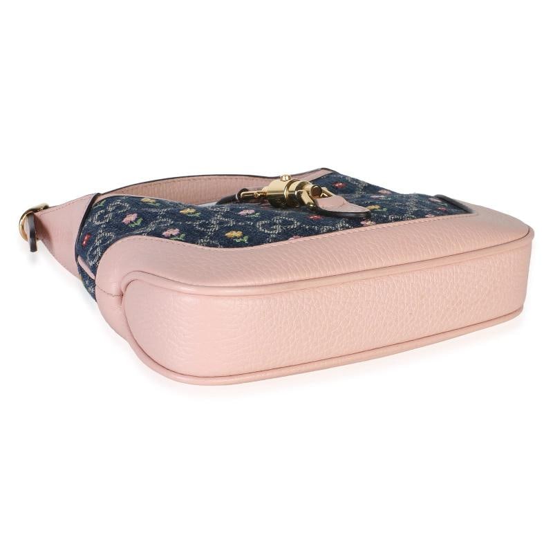 Gucci Light Pink Denim GG Monogram Calfskin Love Parade Mini Jackie 1961 Hobo - 7