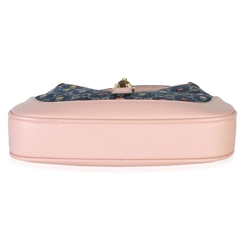 Gucci Light Pink Denim GG Monogram Calfskin Love Parade Mini Jackie 1961 Hobo - 8