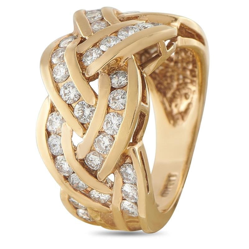 14K Yellow Gold 1.14ct Diamond Woven Ring - 2