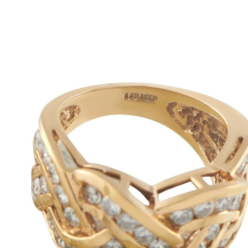 14K Yellow Gold 1.14ct Diamond Woven Ring - 4