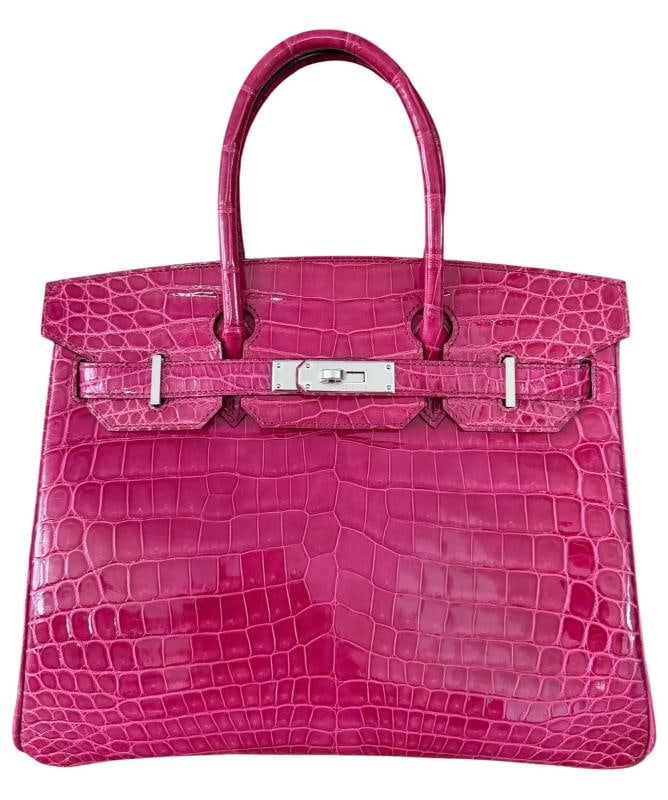 Hermes Birkin 30 Rose Tyrien Pink Shinny Crocodile Palladium Hardware - 2