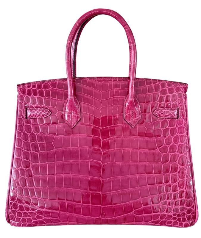 Hermes Birkin 30 Rose Tyrien Pink Shinny Crocodile Palladium Hardware - 4