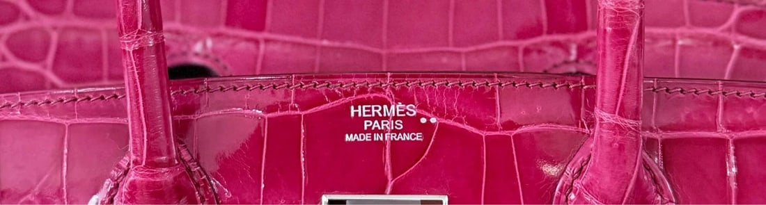 Hermes Birkin 30 Rose Tyrien Pink Shinny Crocodile Palladium Hardware - 6