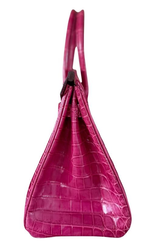 Hermes Birkin 30 Rose Tyrien Pink Shinny Crocodile Palladium Hardware - 7