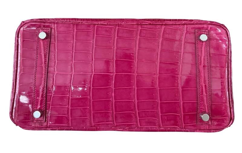 Hermes Birkin 30 Rose Tyrien Pink Shinny Crocodile Palladium Hardware - 9