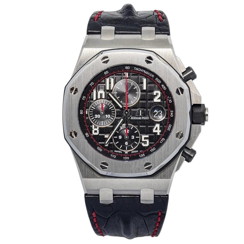 Audemars Piguet Offshore Vampire Chronograph 26470ST.OO.A101CR.01 Stainless: Case Size 42mm Wrist Fit 7.75 Inches Box No Papers No Condition Ã¢â‚¬â€ Excellent Full Specifications SKU AP#445 Brand Audemars Piguet Model Offshore