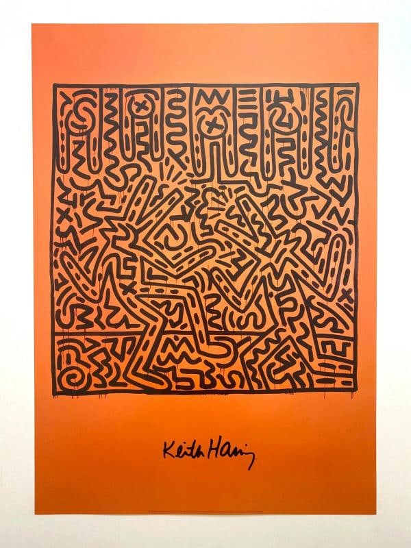 KEITH HARING ESTATE RARE 1999 LITHOGRAPH PRINT POP ART POSTER " UNTITLED " 1982 - 7
