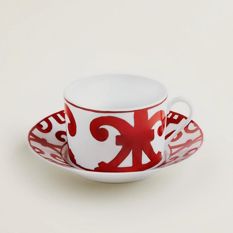 HERMES BALCON DU GUADALQUIVIR PAIR OF BKFAST CUPS & SAUCERS #P011015P BRAND NIB - 3