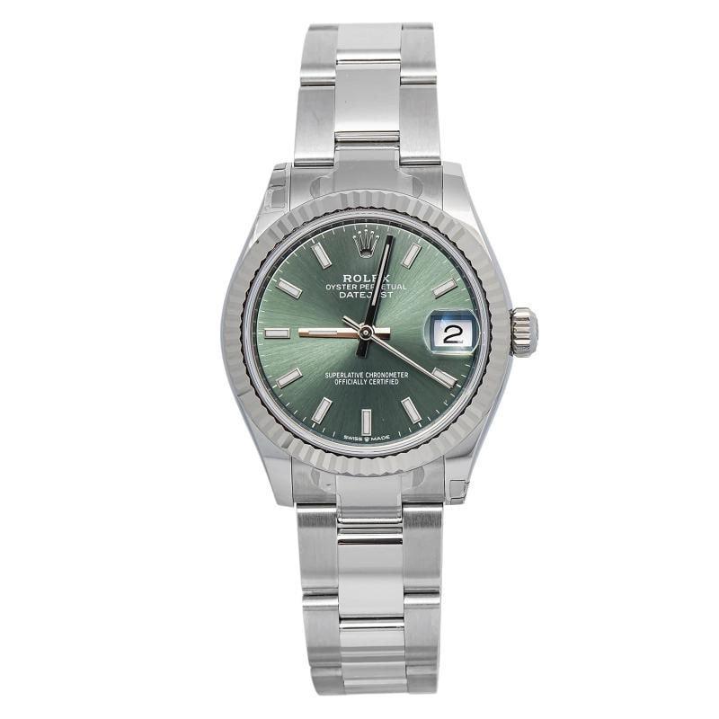 Rolex Datejust 278274 2026 Complete Jubilee Steel Mint Green Dial Auto 31mm: Case Size 31mm Wrist Fit 7 Inches Box Yes Papers Yes Condition Ã¢â‚¬â€ Unworn Full Specifications SKU Rolex#4R Brand Rolex Model Datejust Reference 278274
