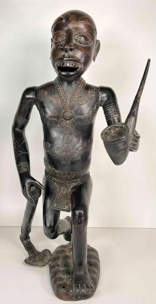 19thC Bronze Bamoun Bamum Cameroon African Ancestral Figure Statue +Provenance - 3