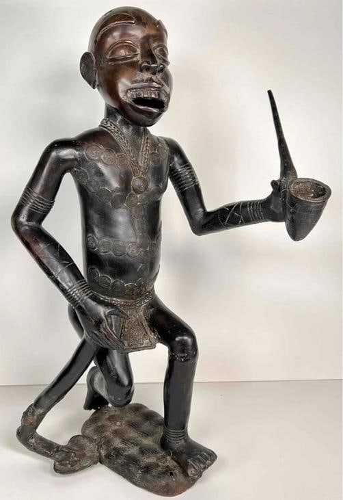 19thC Bronze Bamoun Bamum Cameroon African Ancestral Figure Statue +Provenance - 8