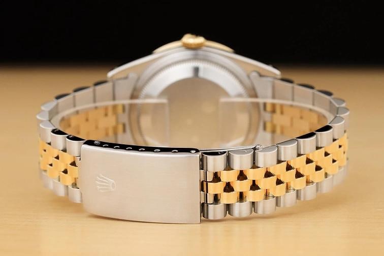 ROLEX DATEJUST 16233 18K GOLD STEEL TWO TONE SILVER FACTORY DIAMOND DIAL WATCH - 6