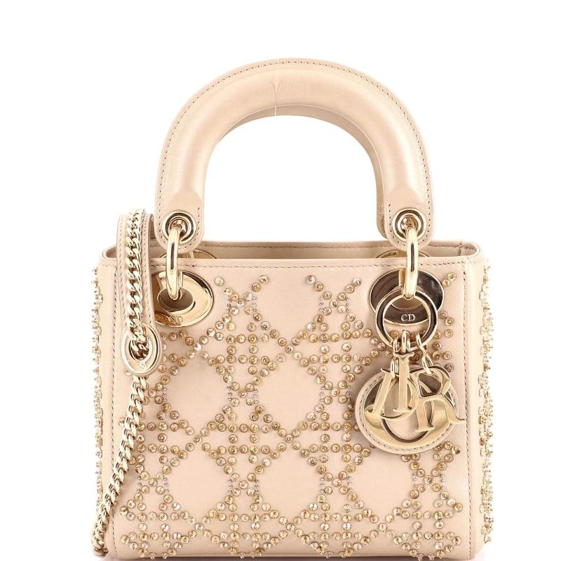 Christian Dior Lady Dior Chain Bag Crystal Embellished Cannage Quilt Leather: Accessories: With Strap Measurements: Handle Drop 3", Height 6", Width 7", Depth 3", Strap Drop -". Condition: Pre-owned - Good,Brand: Christian Dior,Exterior Material: Leather, Crystal,Style: Top