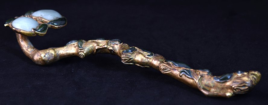 A GILTED 'RU YI' JADEITE - QING DYNASTY (1 of 3)