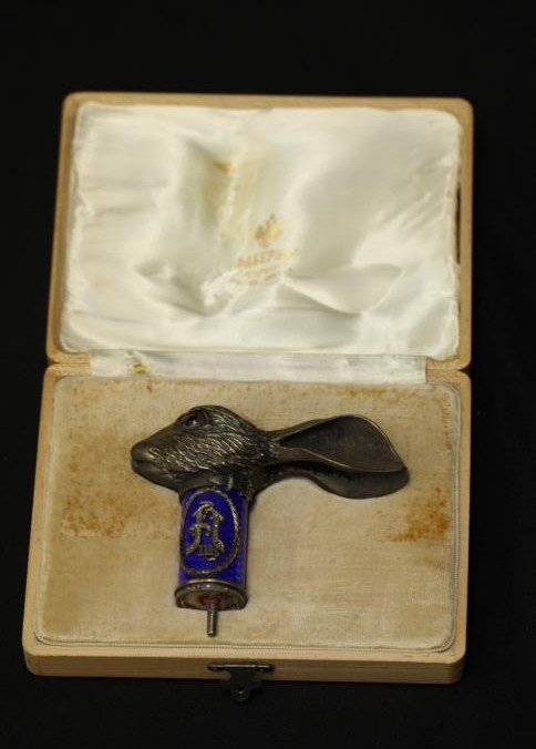 Julius A. Rappoport Faberge cane handle: Julius A. Rappoport (1864-1916) Faberge cane handle with figural long eared rabbit with diamonds placed throughout and ruby style stone inserts for eyes marked with the Faberge marking and "I.P." "88"