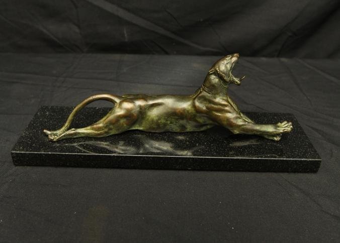 Anna Vaughn Hyatt Huntington American, Stretching: Anna Vaughn Hyatt Huntington American, 1876-1973 Stretching Panther. Signed Anna V. Hyatt on the left back foot, marble base 15.5"L.