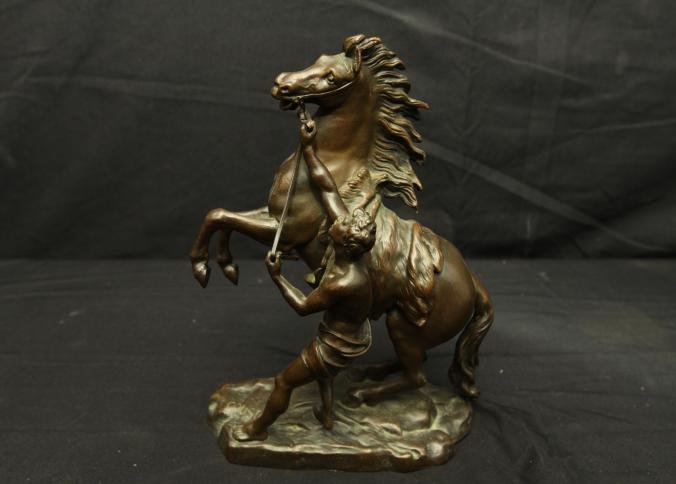 Bronze Marley horse sculpture after Coustou: Bronze Marley horse sculpture after Coustou signed "Coustou" and marked "520" 10.75"T.