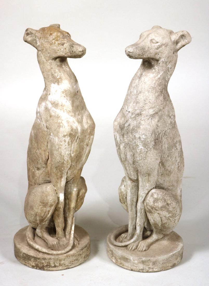 Pair of Cast-Stone Seated Whippets (1 of 8)