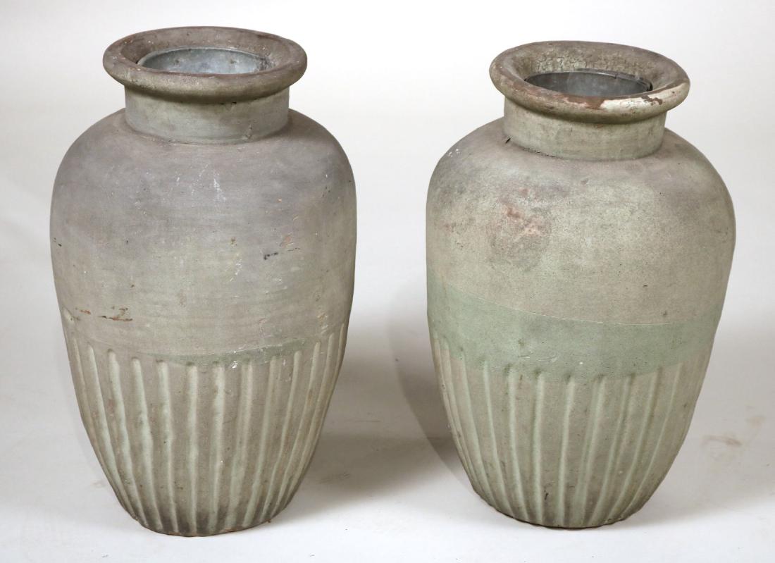 Two Painted Earthenware Garden Urns (1 of 8)