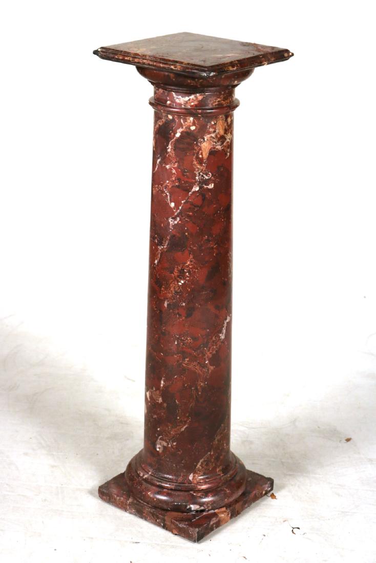 Faux Rouge Marble Columnar Pedestal (1 of 8)