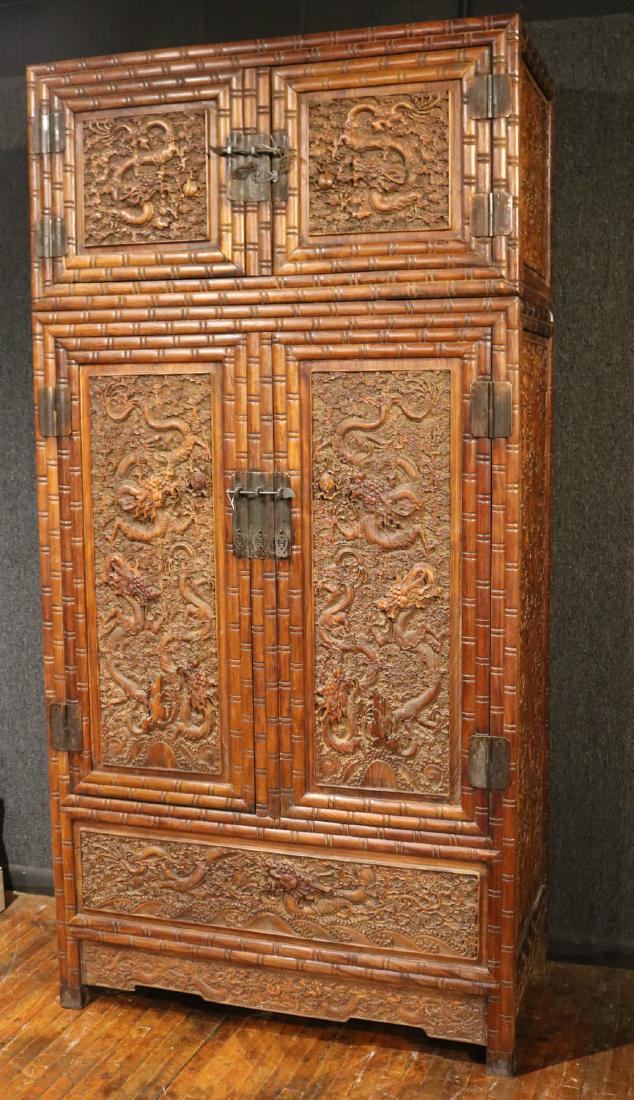 Chinese Elaborately Carved Hardwood Cabinet (1 of 8)