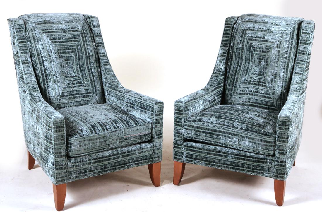 Pair of Blue-Velvet Upholstered Club Chairs (1 of 6)