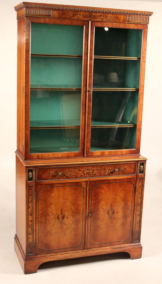 Edwardian-Style Walnut Bookcase Cabinet (1 of 7)