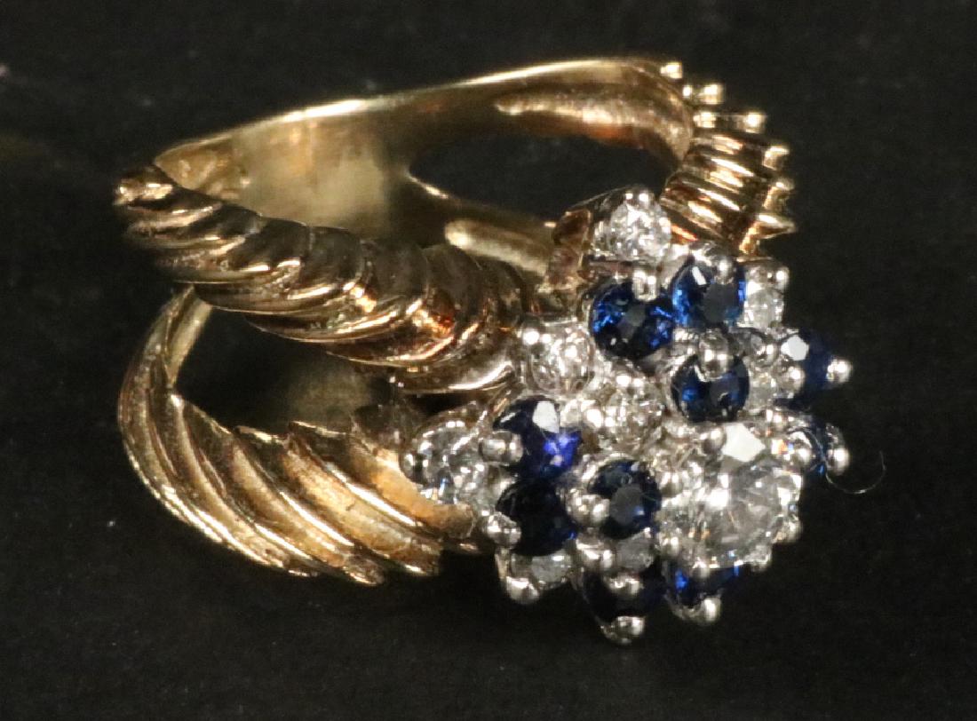 14K Yellow Gold Diamond & Sapphire Cocktail Ring (1 of 3)