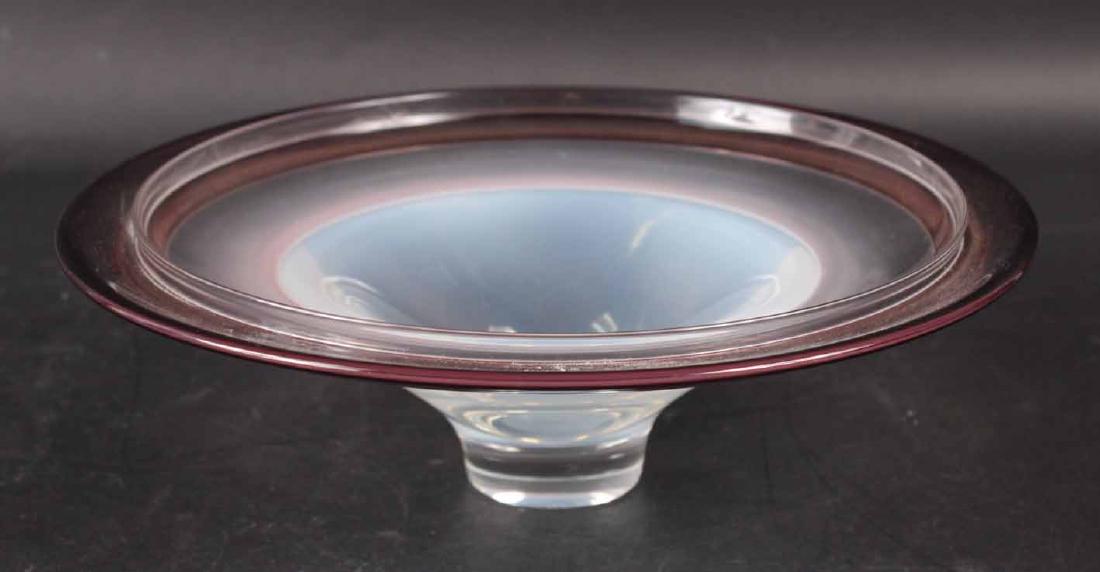 Art Reed Signed Art Glass Circular Footed Bowl (1 of 5)