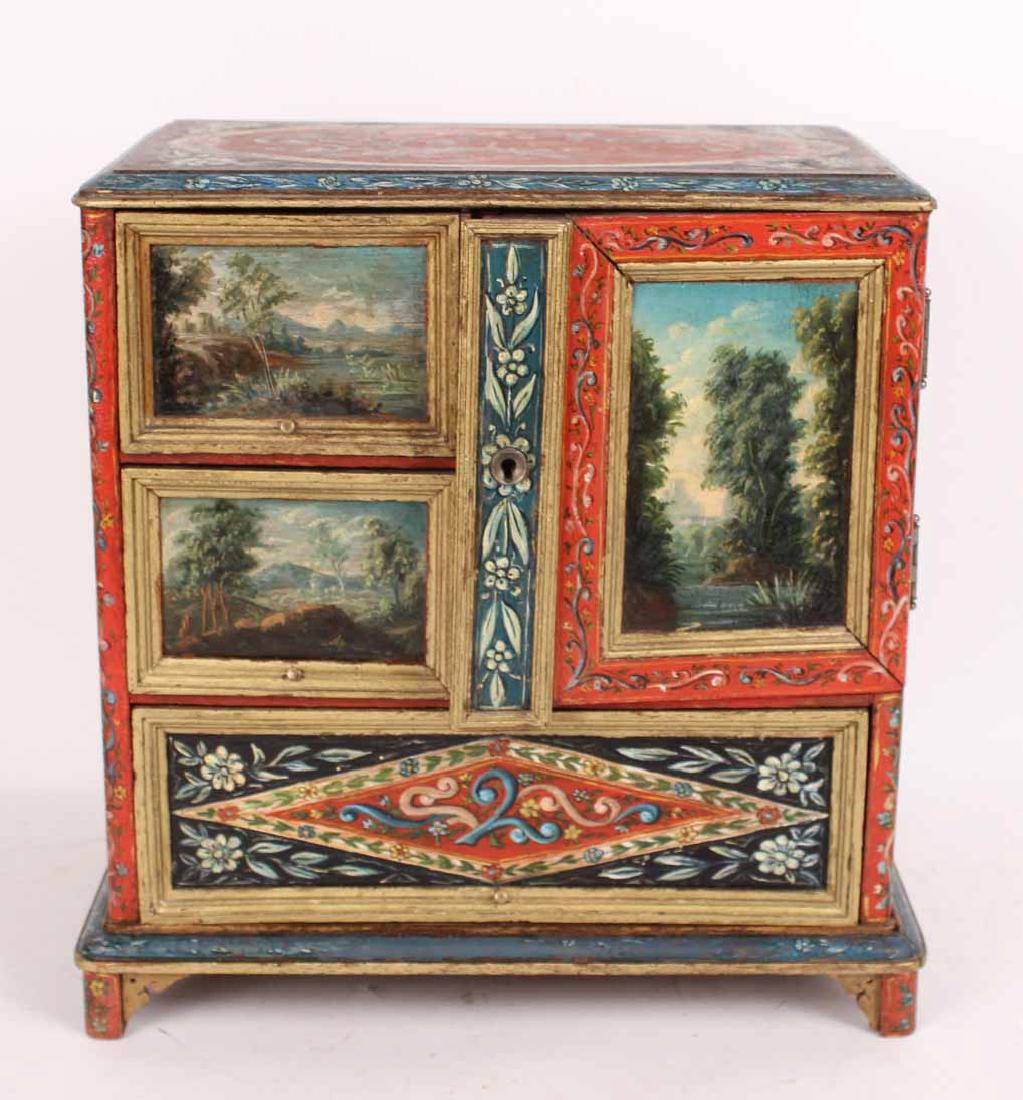 Continental Painted Oak Miniature Cabinet (1 of 10)