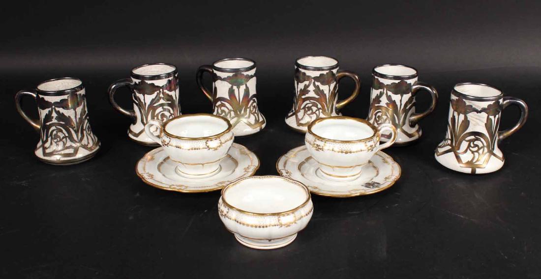 Six Silver Overlay and Ceramic Mugs (1 of 9)