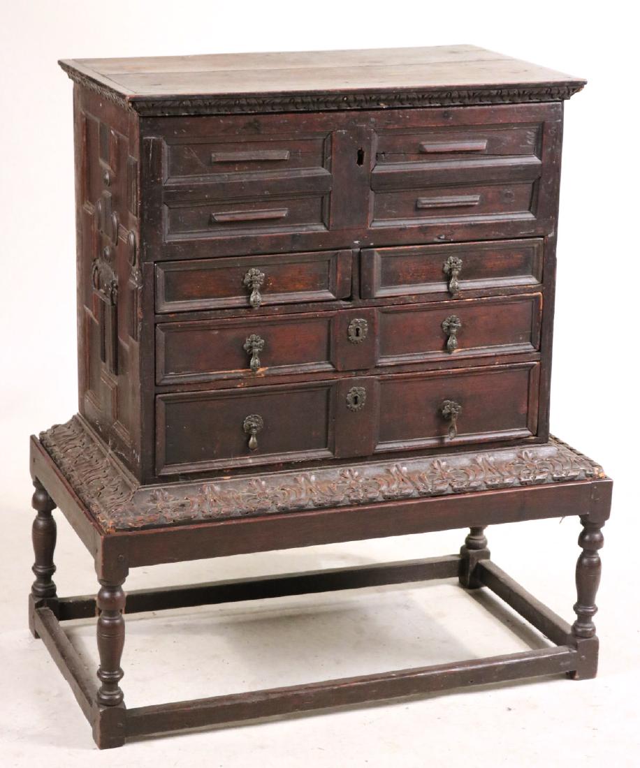 Baroque Carved Oak Lift-Top Chest on Stand (1 of 9)