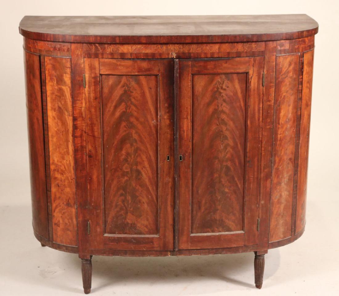 Federal Mahogany Demi-Lune Cabinet: Mid-Atlantic States, early 19th C. 42"h x 4'1"w x 24"d