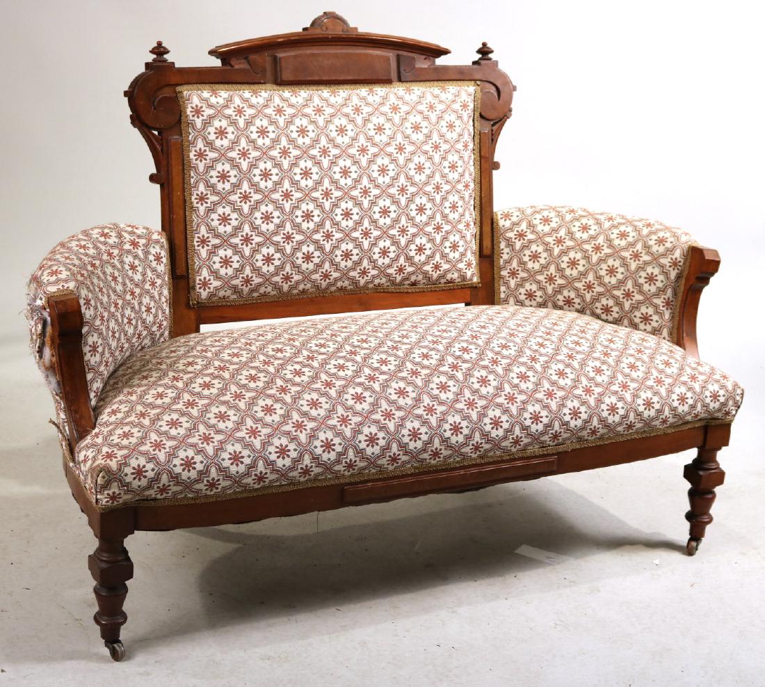 Victorian Carved Walnut Settee (1 of 7)