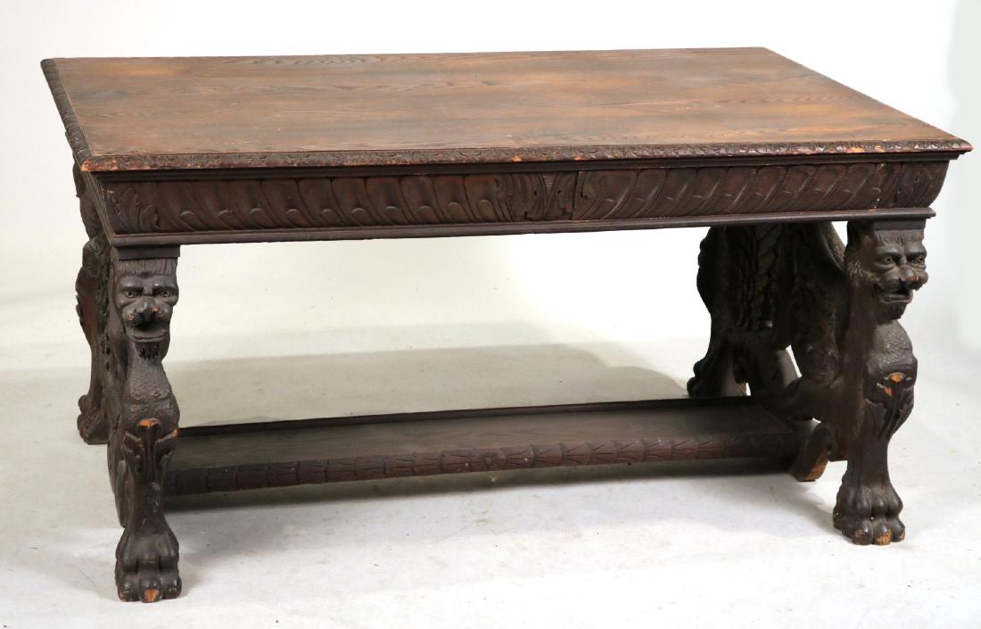 Baroque Style Carved Oak Center Table (1 of 8)