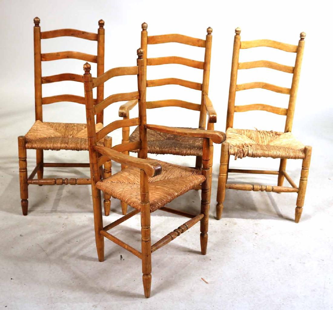 Four Maple Ladderback Rush Seat Chairs (1 of 8)