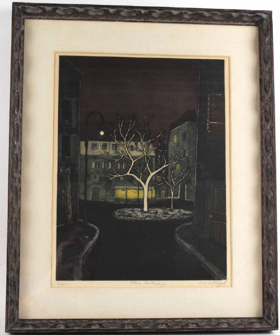 Etching, "Place Countrescape," Street Scene (1 of 6)