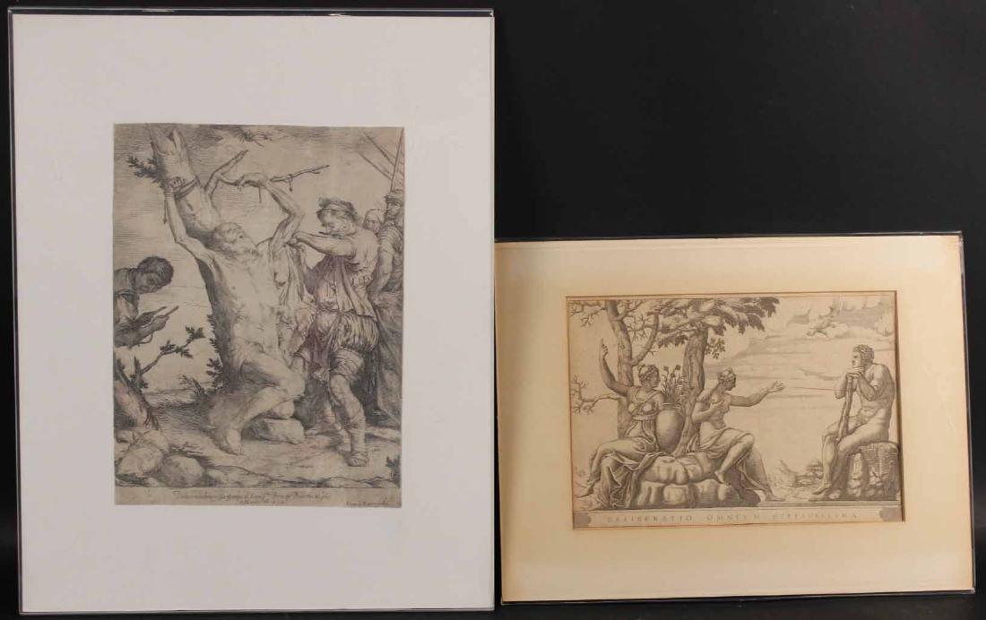 Two Black and White Etchings of Classical Figures (1 of 7)