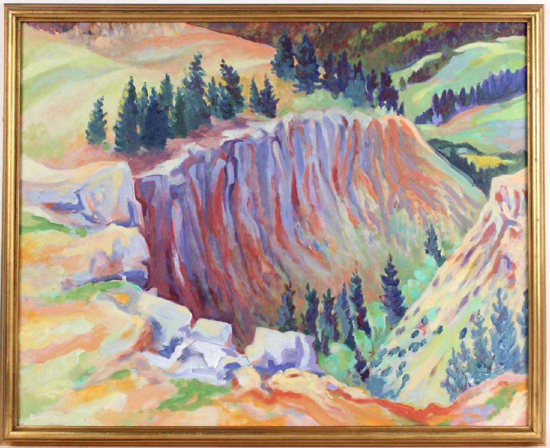 Oil on Canvas, New Mexico Landscape, Inger Jirby: Swedish, 20thC. 23 1/2"h x 29 1/2"w
