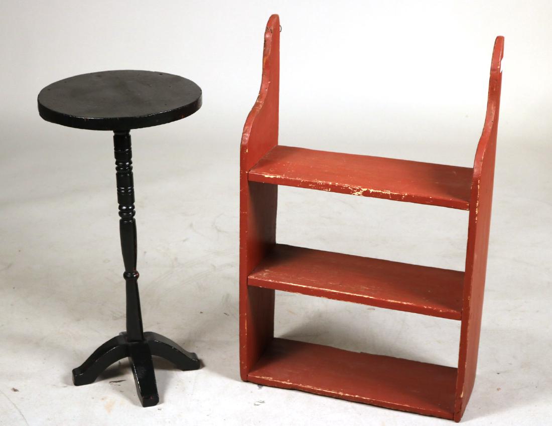 Cottage Style Red Painted Wooden Hanging Shelf (1 of 6)