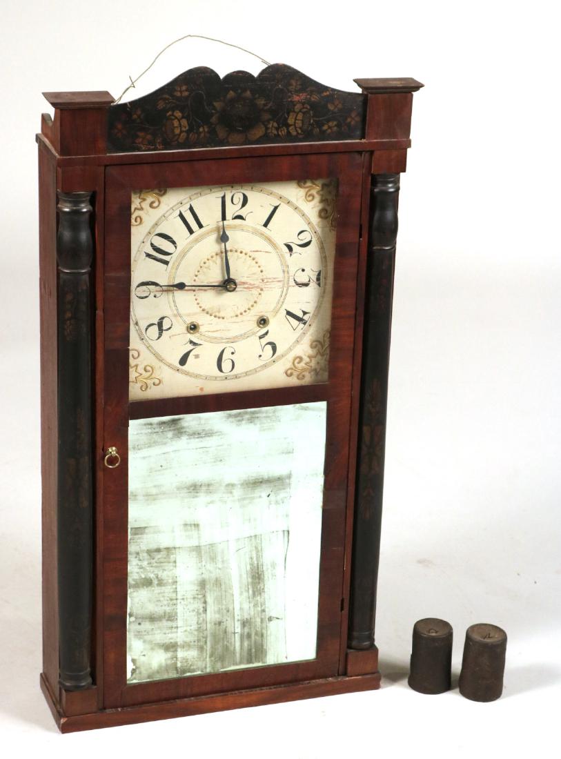 Federal Stencil-Decorated Mahogany Wall Clock (1 of 8)